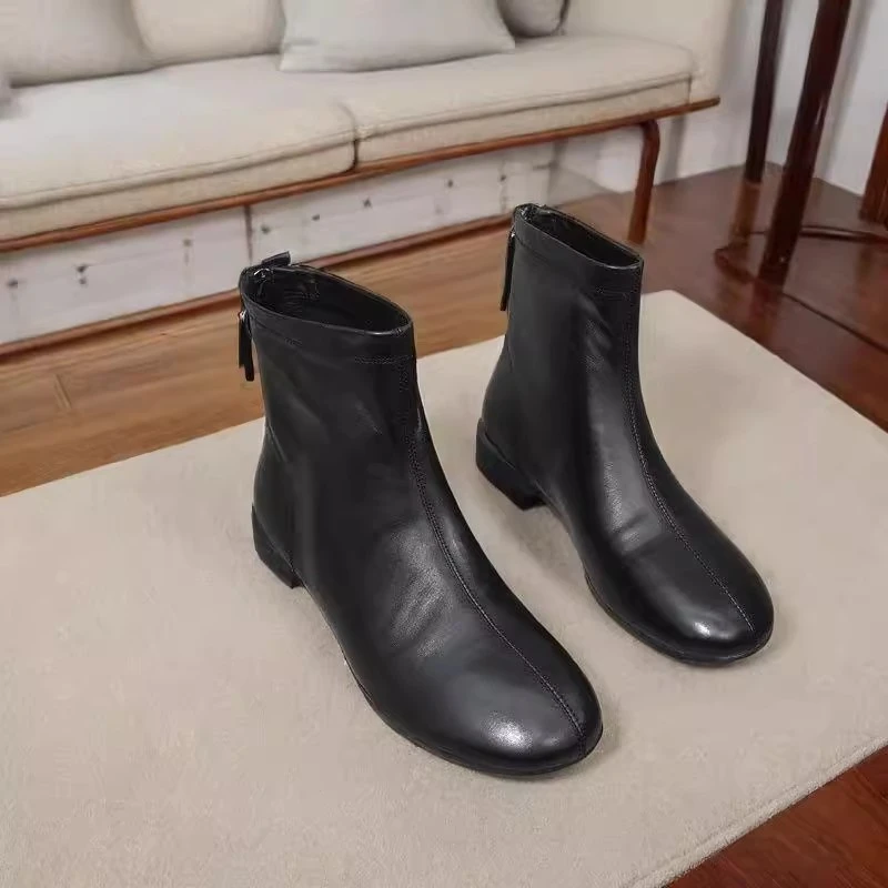 真皮断码清仓小短靴女平底2025秋冬季新款单靴欧冬季加绒加厚皮靴