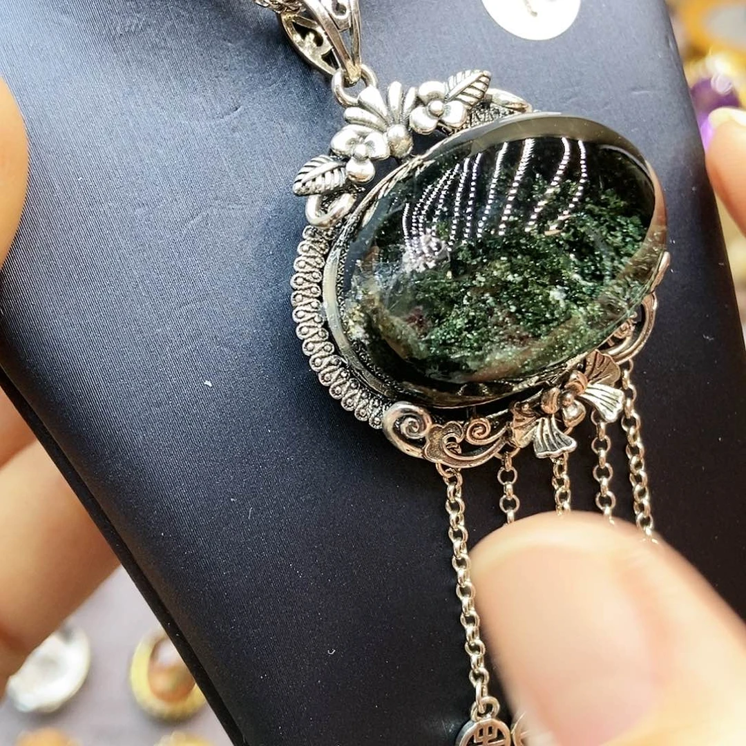 水晶吊坠银S925镶嵌娴*说