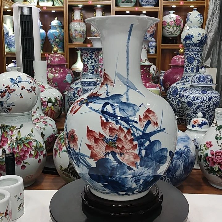 瓷片景德镇陶瓷荷花瓶