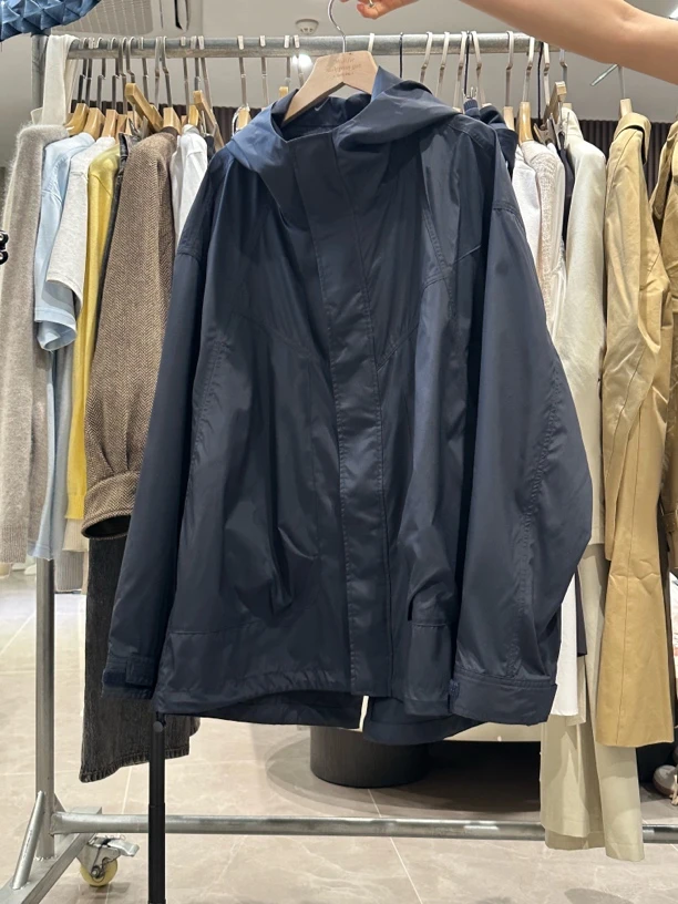 THE MANS｜风衣藏青色外套春季中长款廓形外套