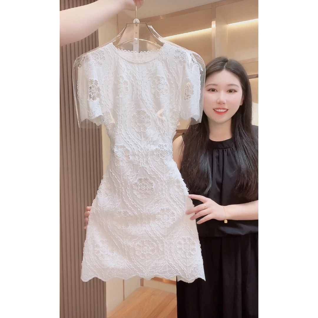 【门店飞】9606百搭显气质收腰白色连衣裙