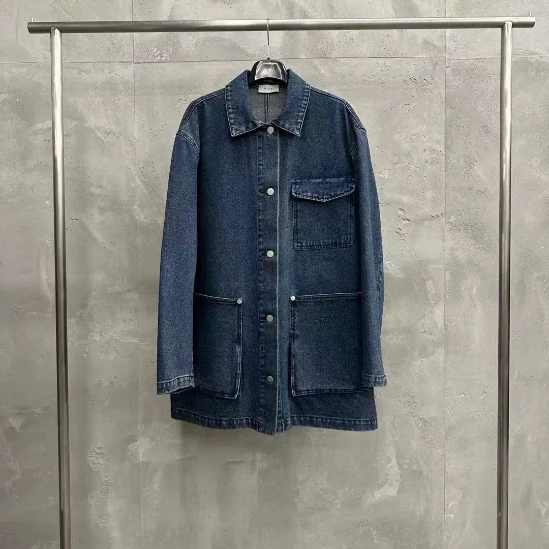 배추白菜家泡菜国mute复古牛仔服百搭口袋外套宽松No退换