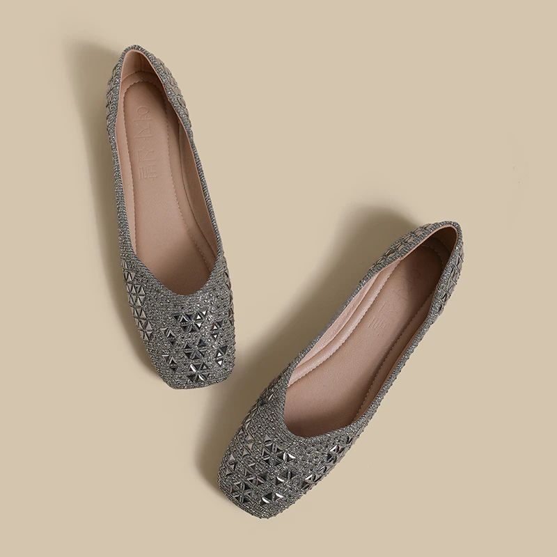 新款968-68银N区时尚潮流百搭平底水钻单鞋舒适浅口软底