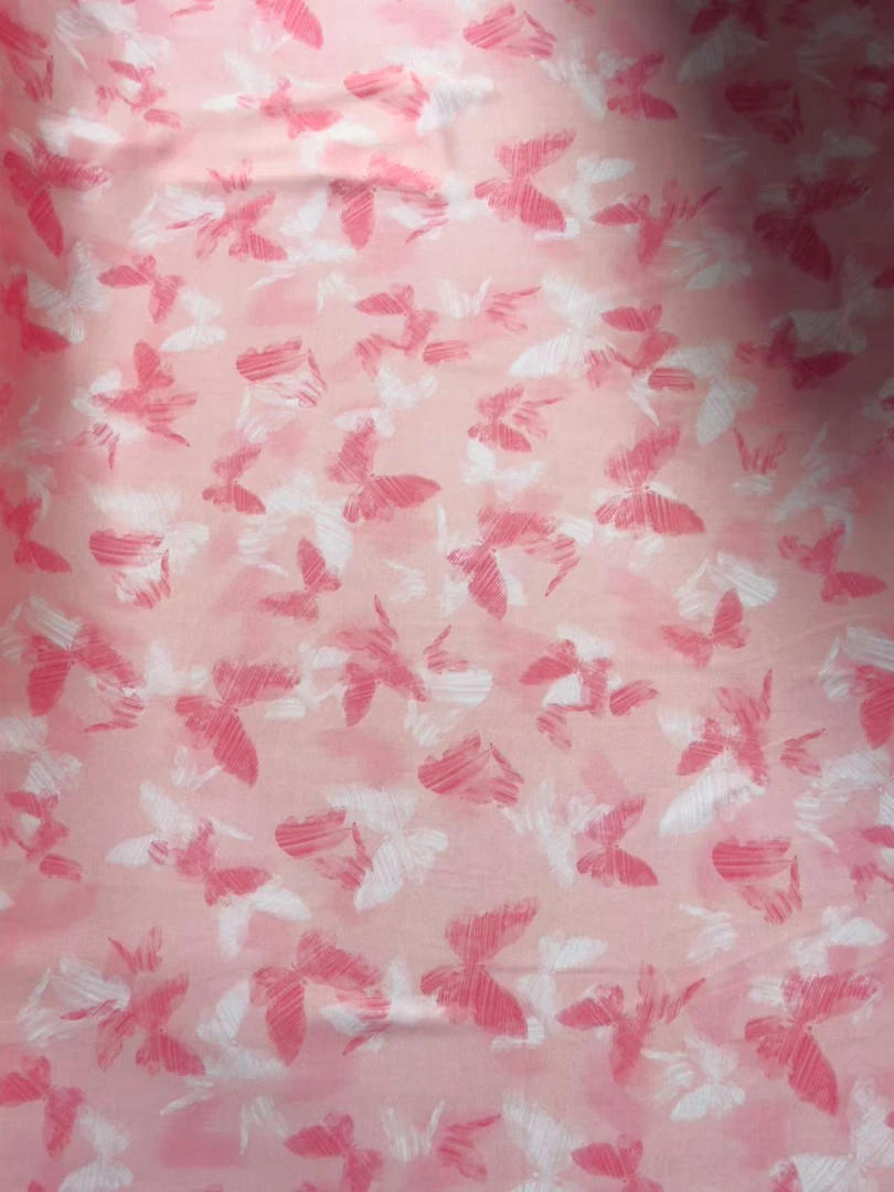 【玫粉染蝶.贡缎棉】新款贡缎棉绵绸1，不支持七天无理由