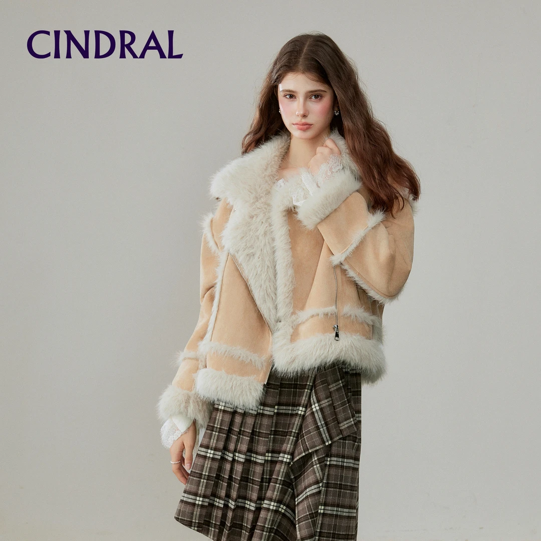 【熙地】冬季琥珀流光风短款女保暖翻领加厚气质短外套 C14DW1248L