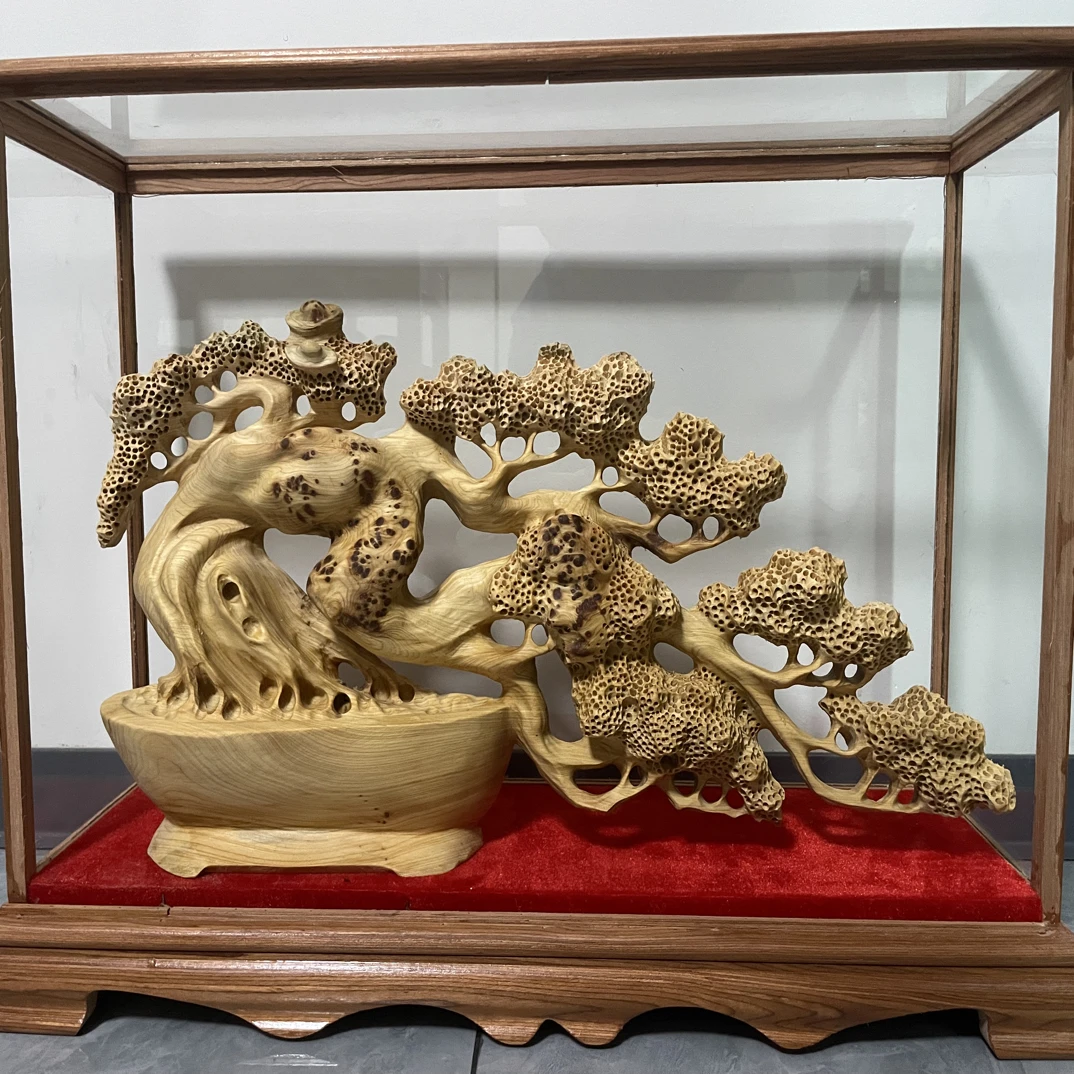 发财树根雕摆件适合办公室装饰