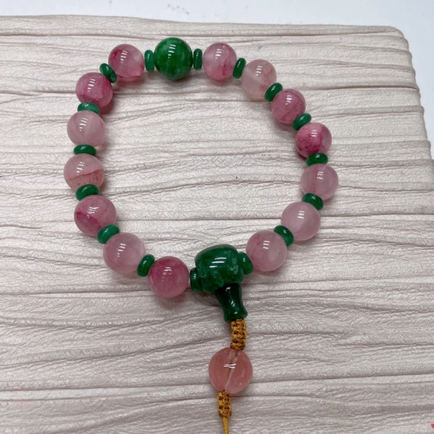 铜合金手链 15157 粉绿色间隔珠珠 串 手链