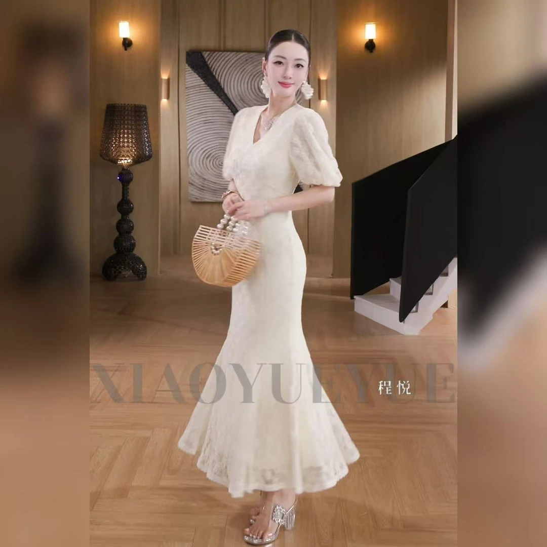 程悦夫妇【蕾丝梦境】A-02170轻奢时尚法式气质长裙修身显瘦连衣裙