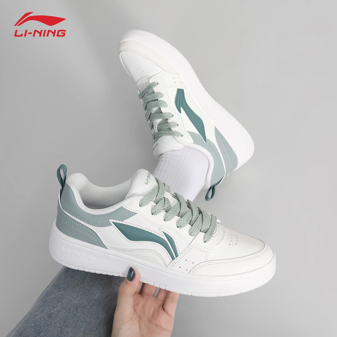 李宁元宝板鞋女鞋2025秋季新款时尚百搭厚底舒适透气运动小白鞋子
