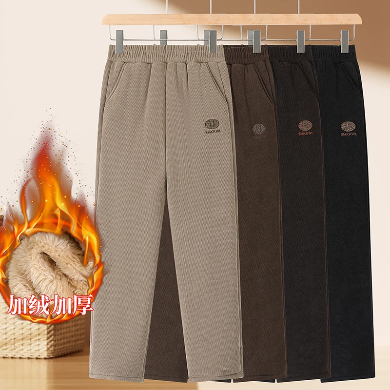 妈妈裤子灯芯绒冬季棉裤加绒加厚保暖裤女中老年人奶奶装外穿长裤