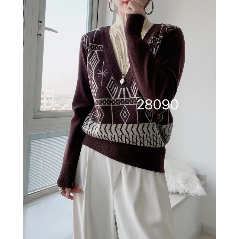 【倩倩专属】2024秋冬时尚百搭气质假两件提花针织衫S405#