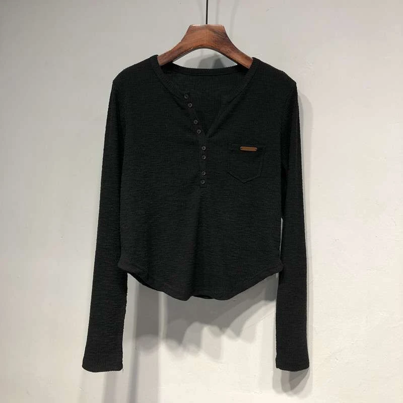 简约风U型领修身显瘦打底衫秋冬圆领气质休闲长袖毛衣针织网红