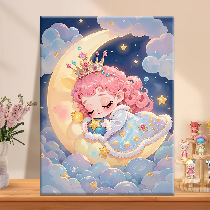 星月公主 diy数字油画2025新款丙烯画手工填充填色治愈系丙烯装饰