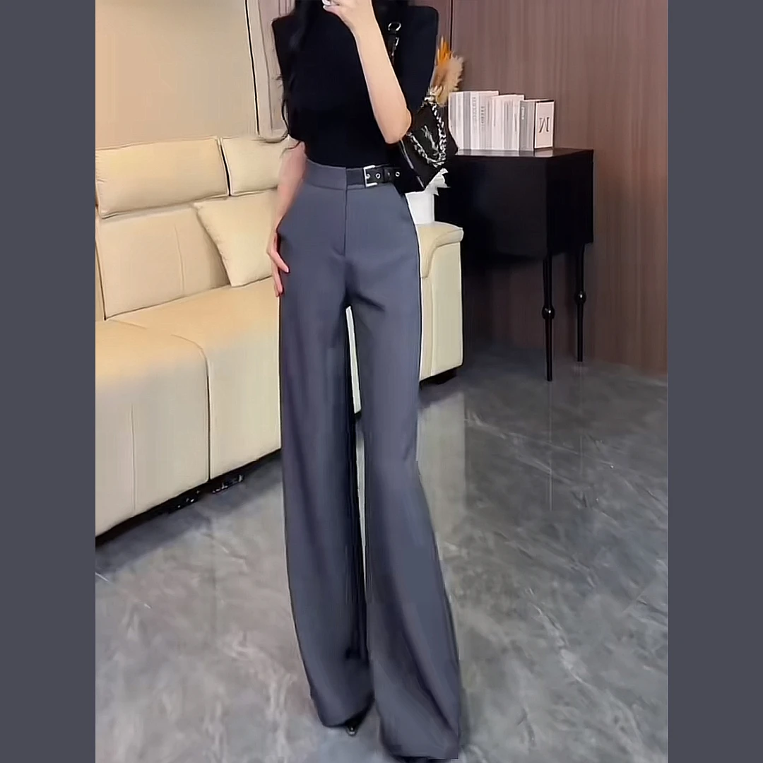 高级感西装微喇叭阔腿裤女2025春秋季新款显高显腿长西装阔腿裤女