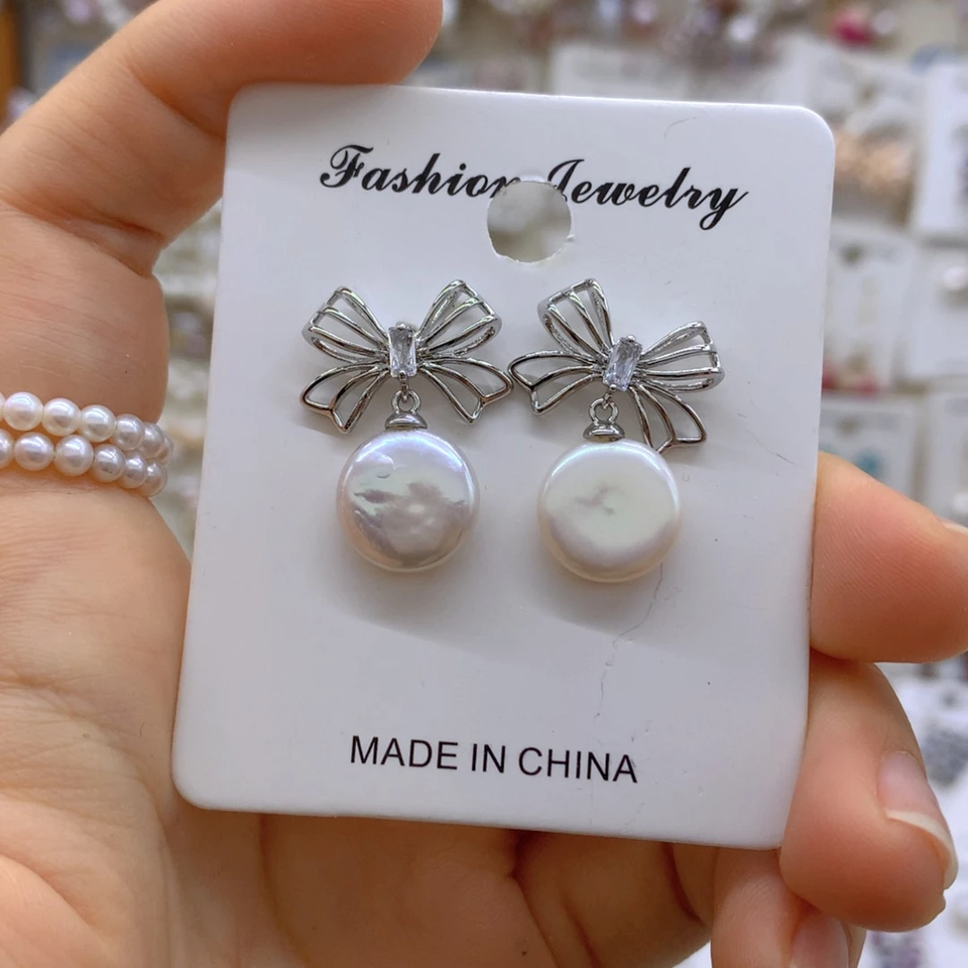 合金淡水珍珠耳饰