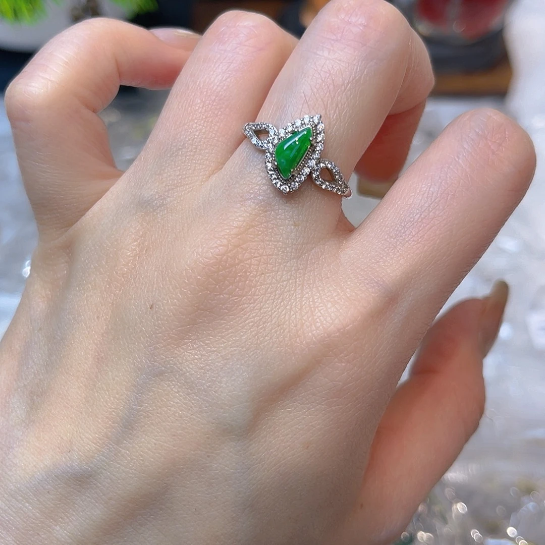 翡翠银S925镶嵌戒指