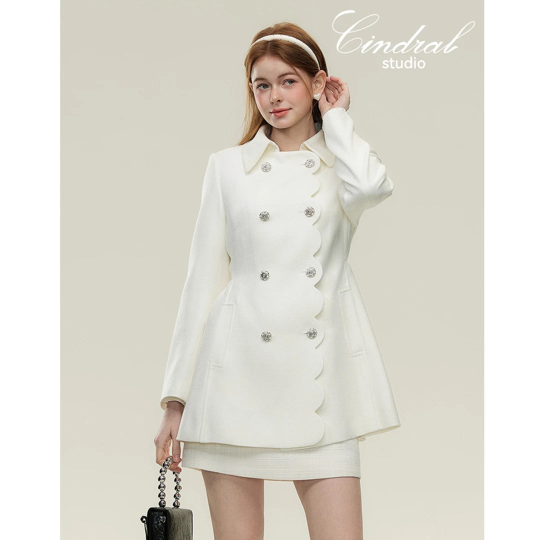 【熙地】2025春季新款气质小香风设计感中长款双排扣风衣C85CF1374M