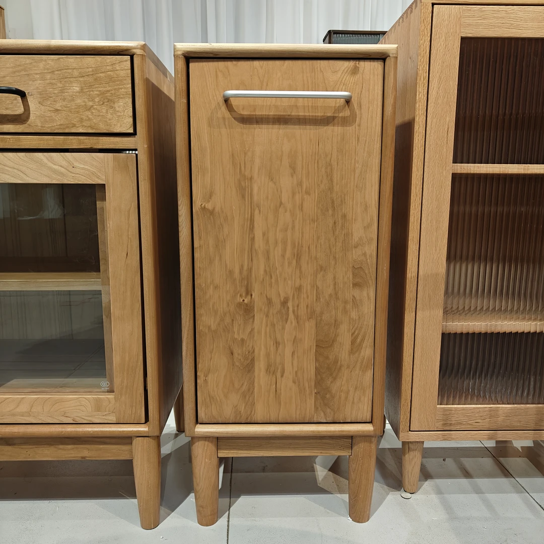 微瑕全实木餐边柜樱桃木边柜北欧简约原木收纳柜双门储物柜置物柜