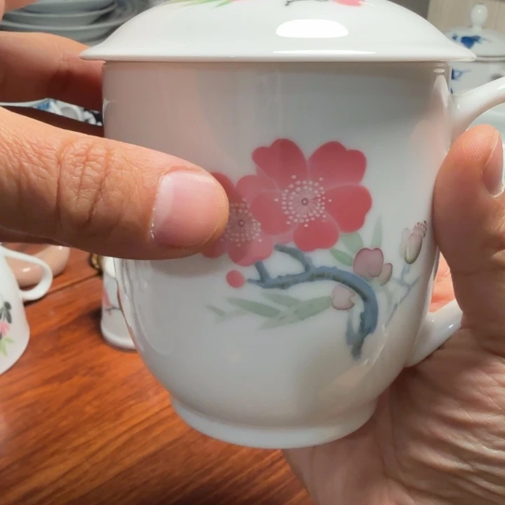 冬***日醴陵红官窑梅花茶杯微瑕福利价