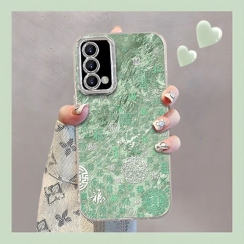 适用于【OPPO】A93/S创意百福图时尚高级感精孔冰川纹手机壳