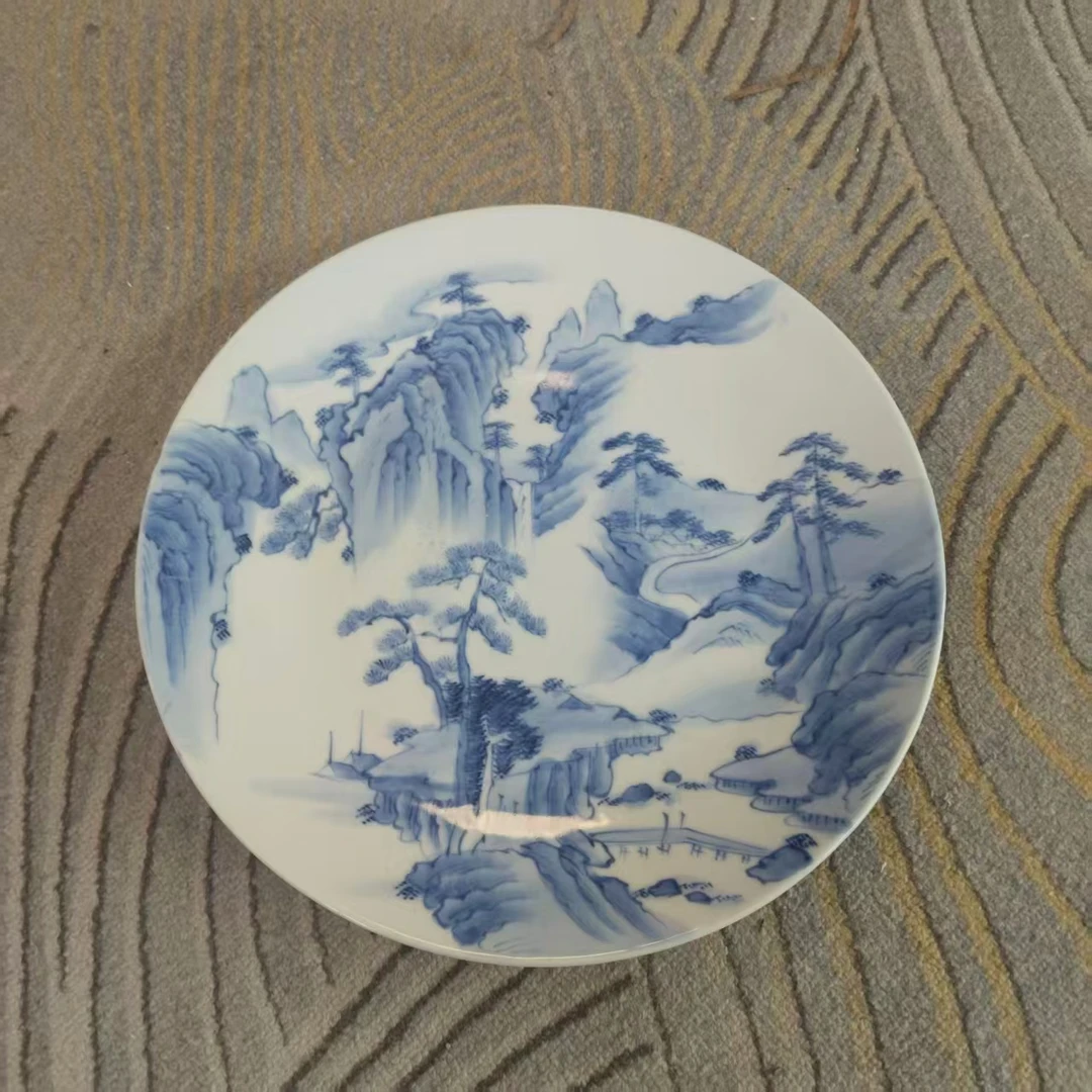 A0405青花山水故事纹赏盘