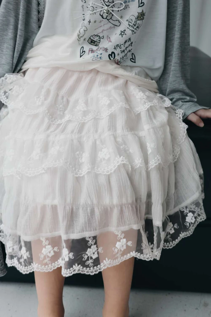 夏季女童蕾丝雪纺半身裙3363