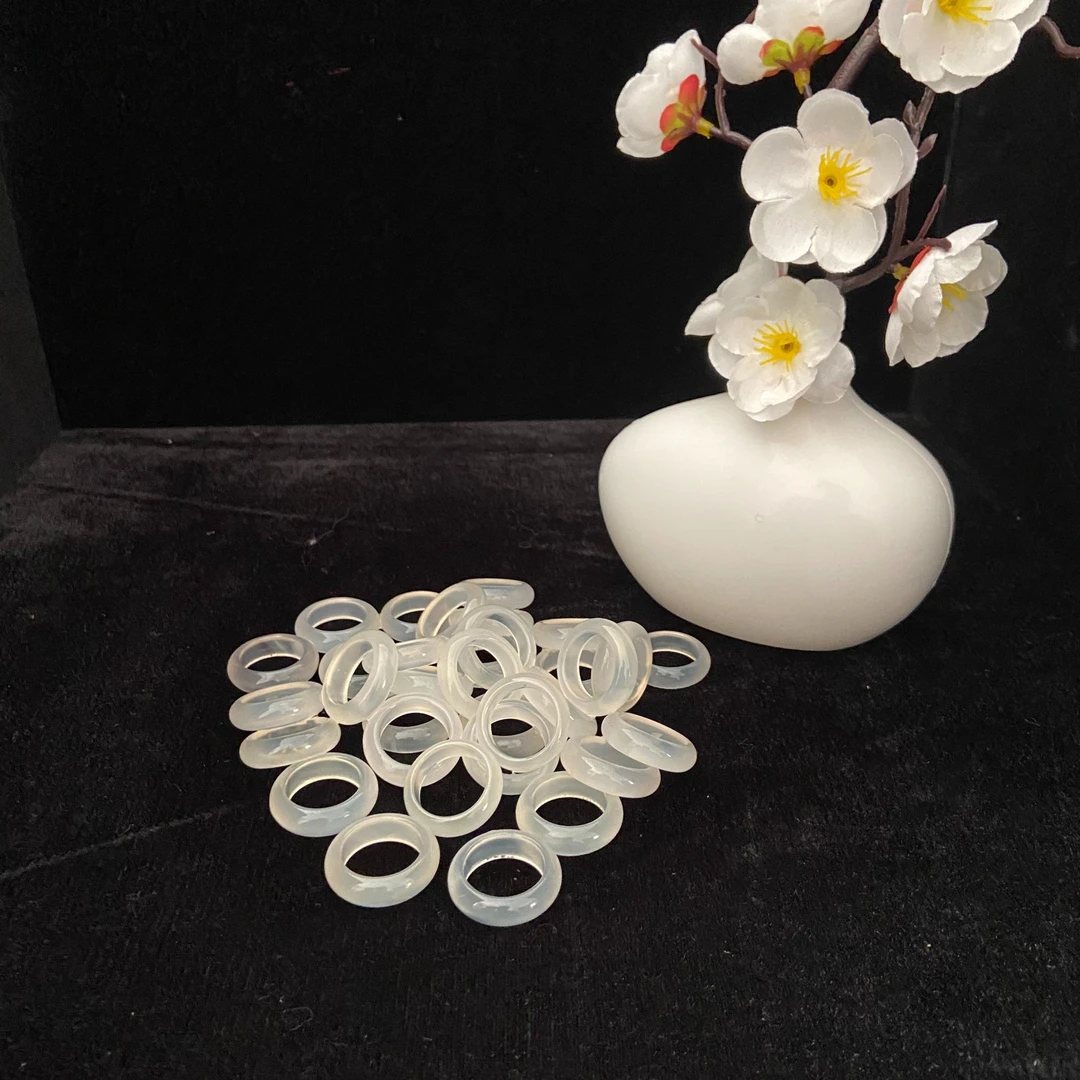 纯天然玛瑙玉髓戒圈小罐罐