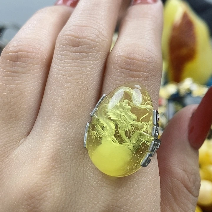 琥珀戒指未镶嵌戒指