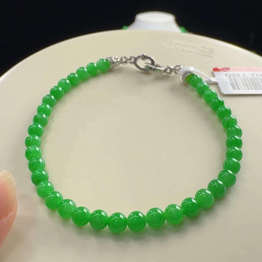 翡翠未镶嵌手链福利大漏！性价比巨高！满色正阳绿单圈卡4.2mm