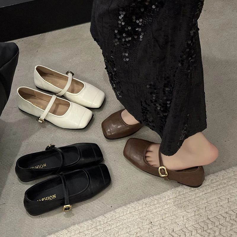 平底玛丽珍单鞋女2025新款法式一字扣百搭温柔软底晚晚风豆豆鞋