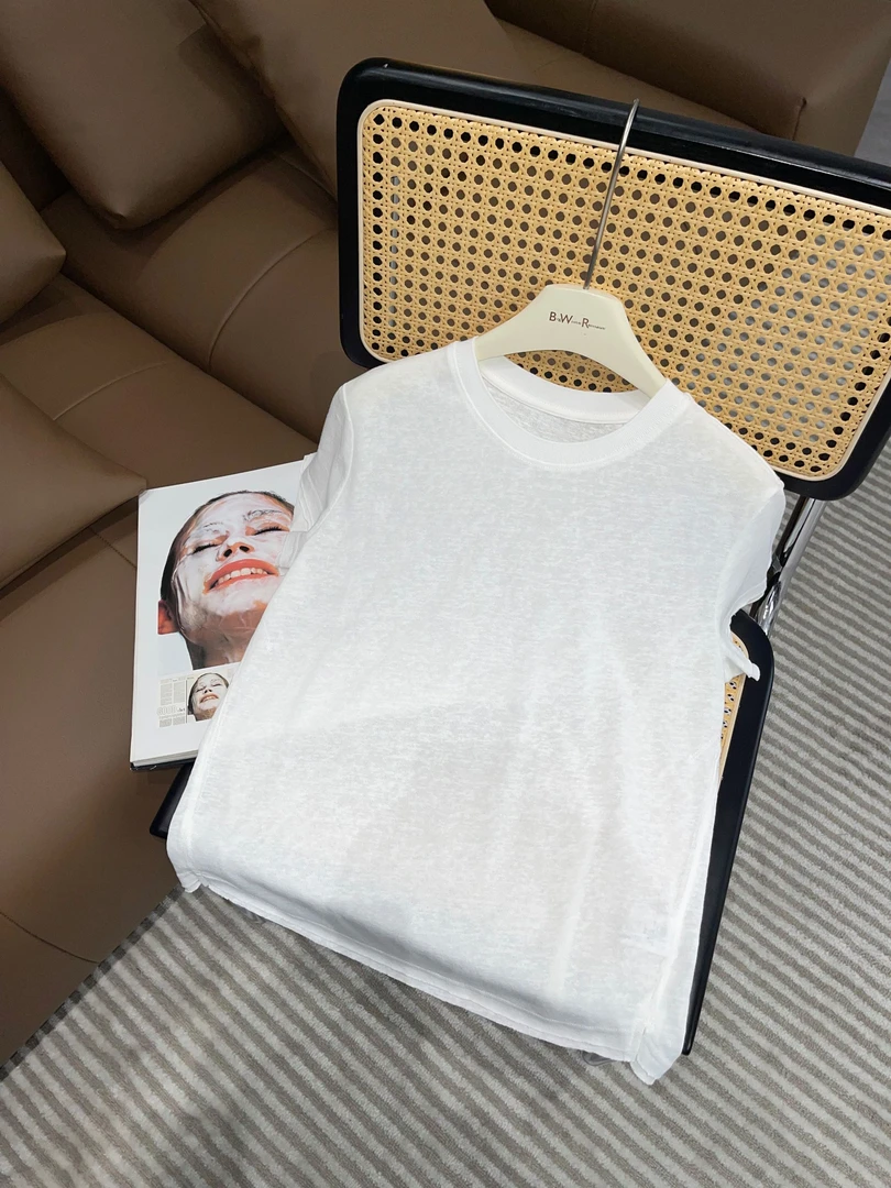 BIG WHITE REMADE“浅缘留梦”休闲圆领高级感百搭纯色T恤D5L224