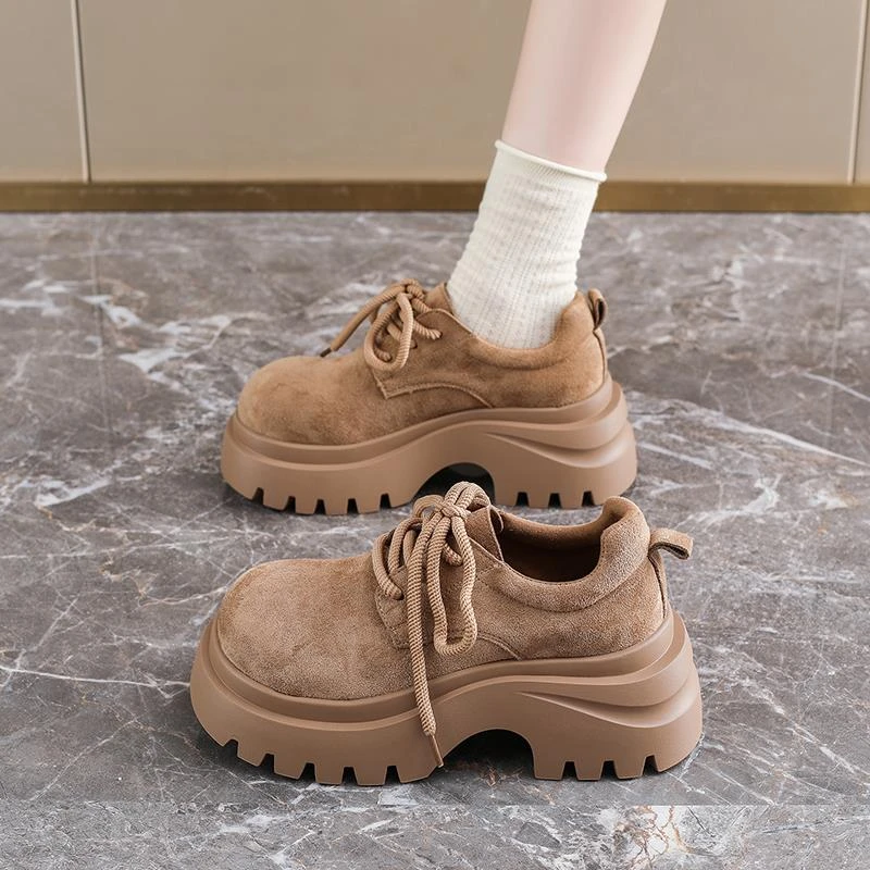 网红ins爆款复古乐福勃肯鞋女秋冬2025新款百搭厚底增高两穿单鞋