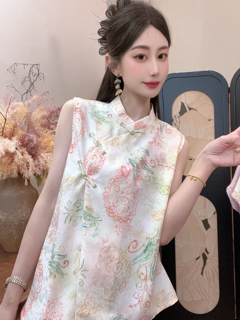 【嬛嬛】2025夏季新款短袖百搭显瘦新中式短袖女日常宽松