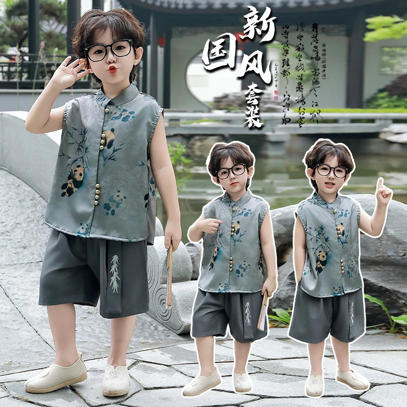 中国风汉服男童古装唐装套装洋气儿童夏装中式服装宝宝古风演出服