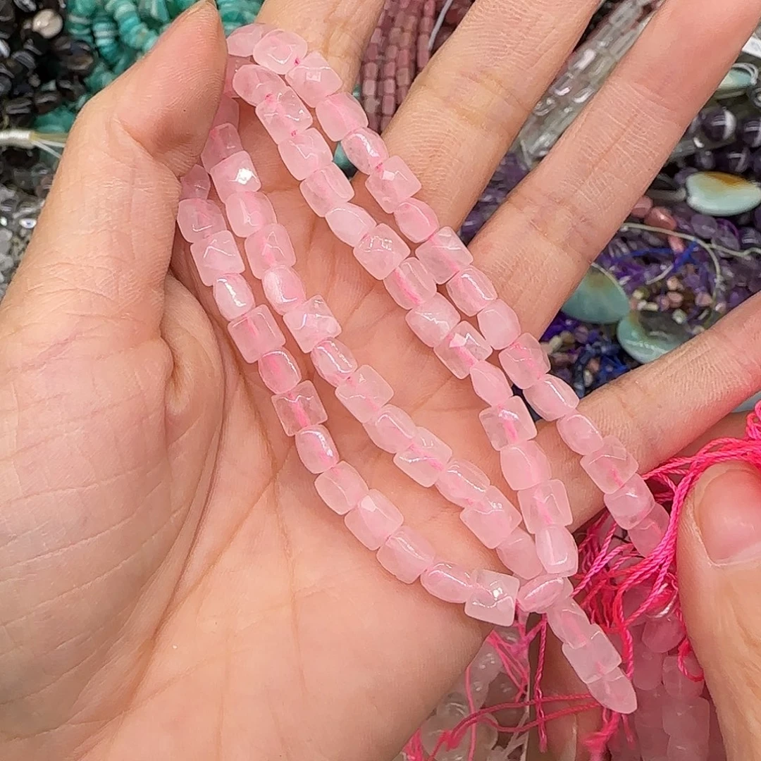 玛瑙/玉髓合金珠宝半成品马粉方块6mm一条