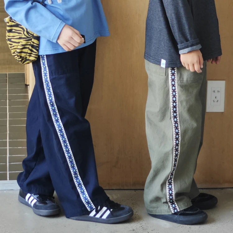 PPAPA 儿童春秋户外两色梭织名族风中大童长宽松复古裤子 1013091