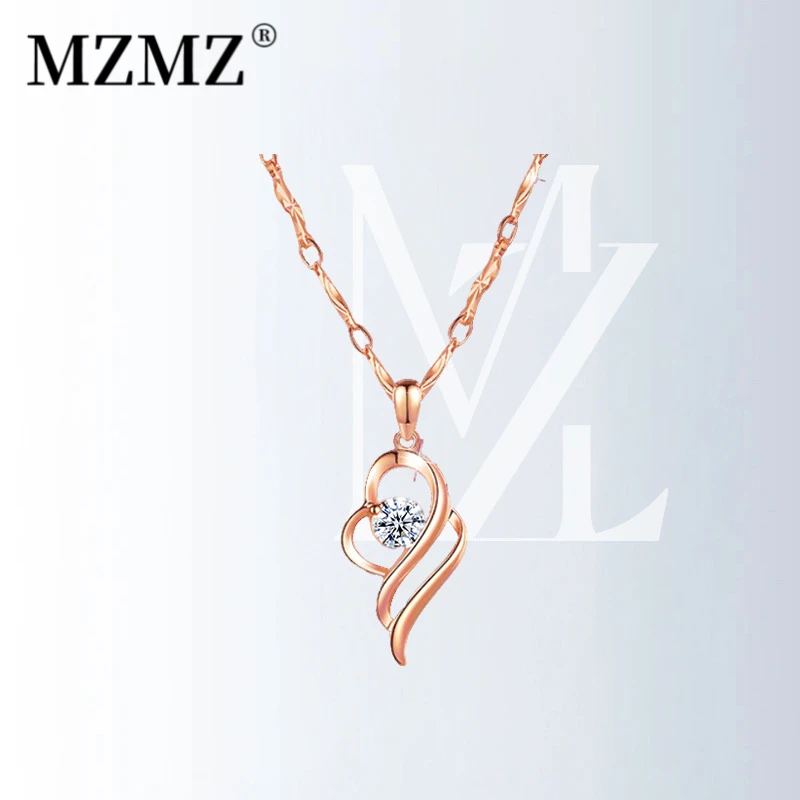 MZMZ轻奢项链女款彩金吊坠高级感锁骨链七夕情人节礼物小众首饰