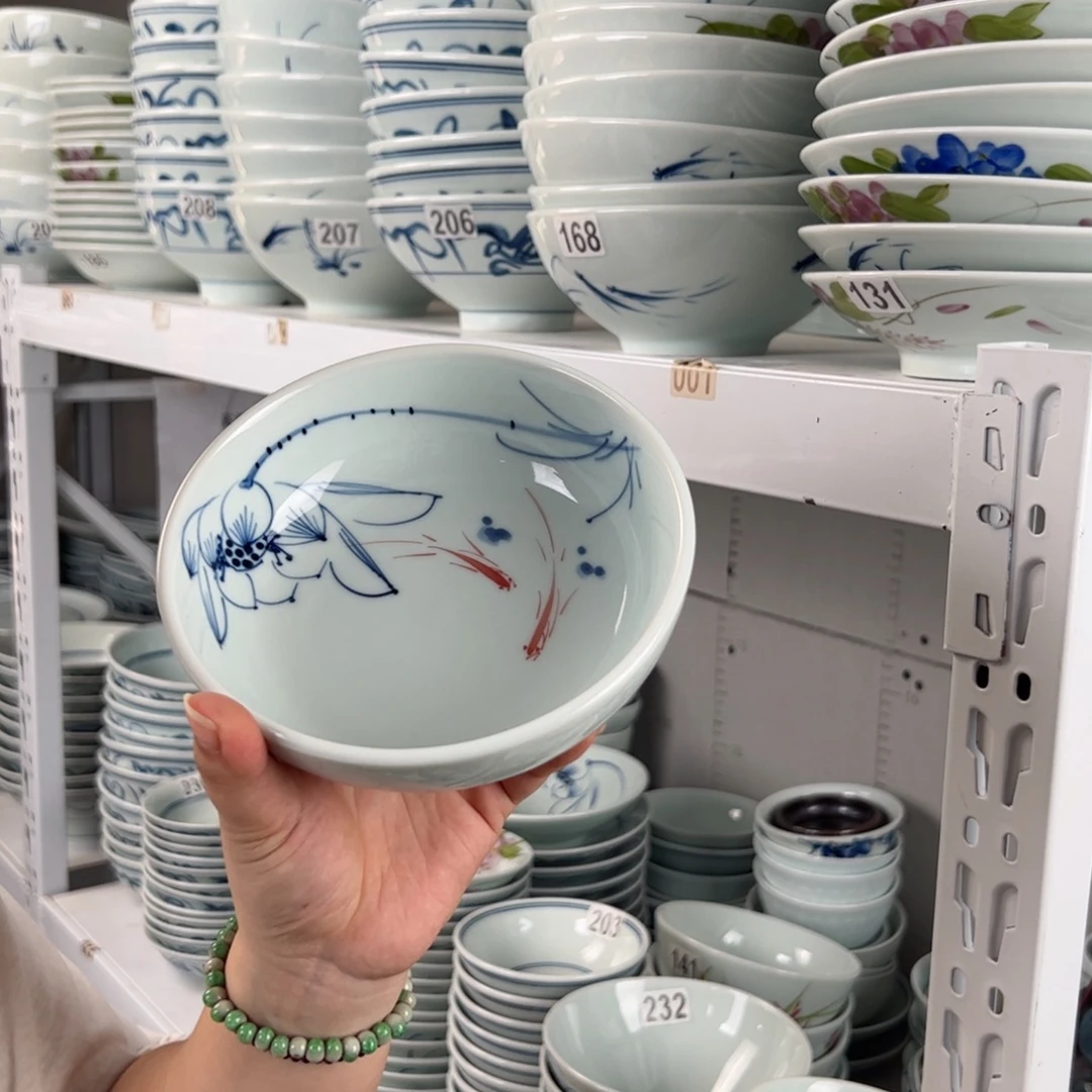 微瑕手绘6寸罗汉碗（随机图案单只装）