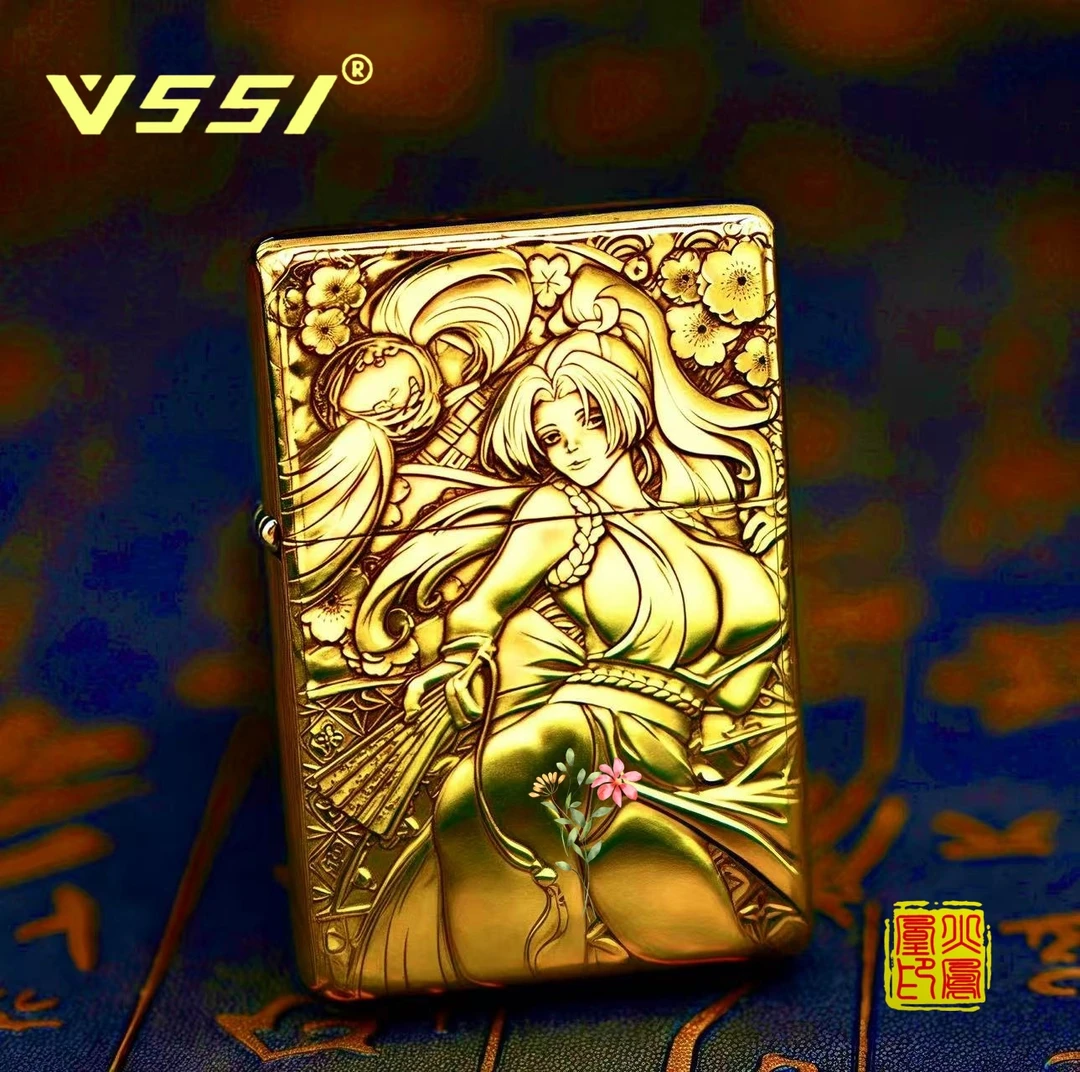 Vssi威士不知火舞黄铜盔甲防风高端男士点烟神器打火机金色