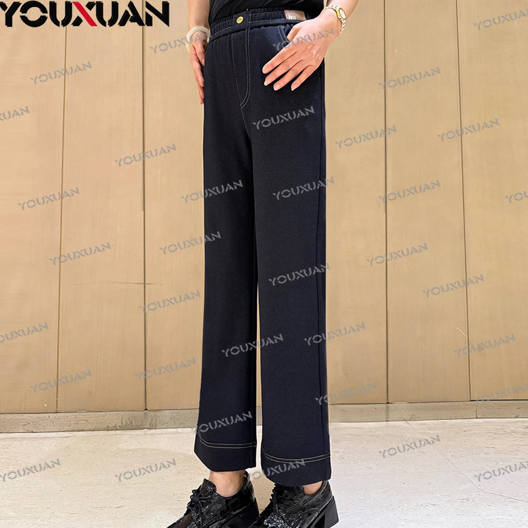 【品牌裤】【秋冬新品】时尚显瘦百搭弹力高腰裤子休闲九分直筒裤6776