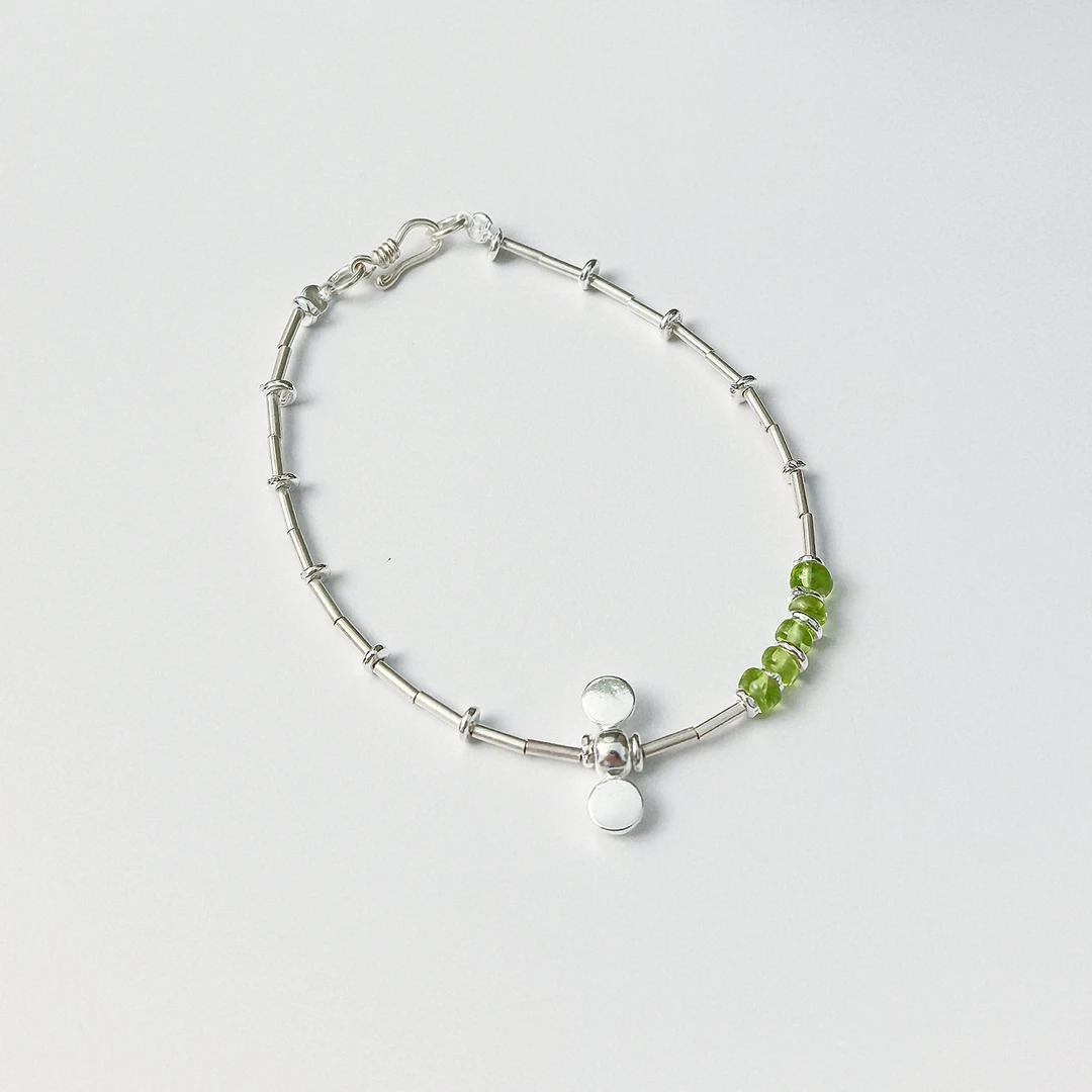 925银手链 原创设计青苹果清爽小众手工银手链S925银手链小清新