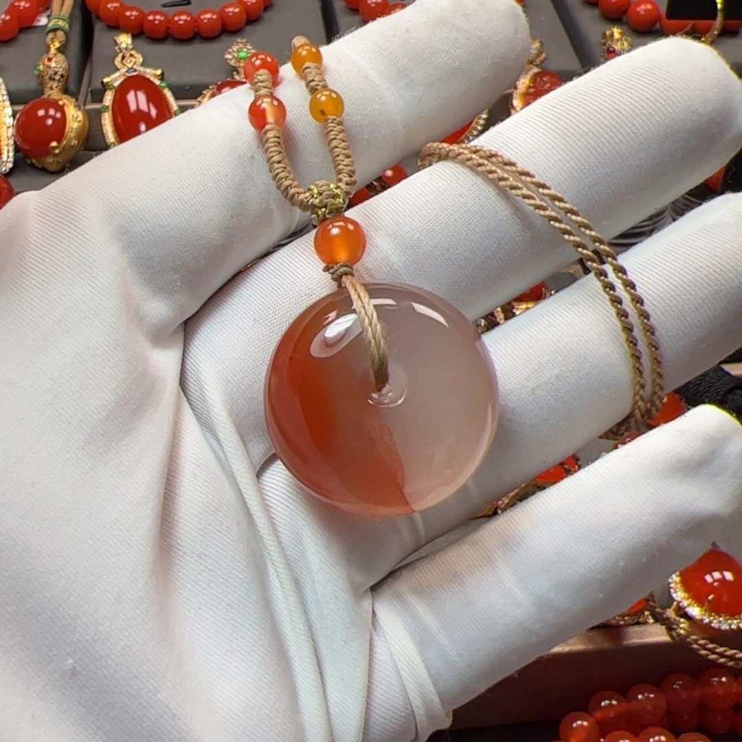 南红玛瑙未镶嵌平安扣福利25mm原矿精品冰飘平扣