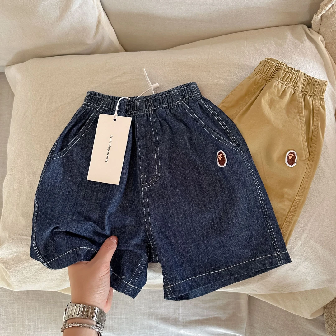 2025夏儿童休闲猴子短裤夏季韩版纯色男童女童百搭短裤小童裤子