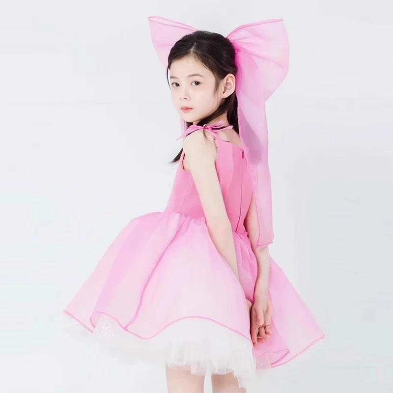 女童连衣裙夏季2025新款王心凌同款礼服公主裙女孩洋气网纱蓬蓬裙