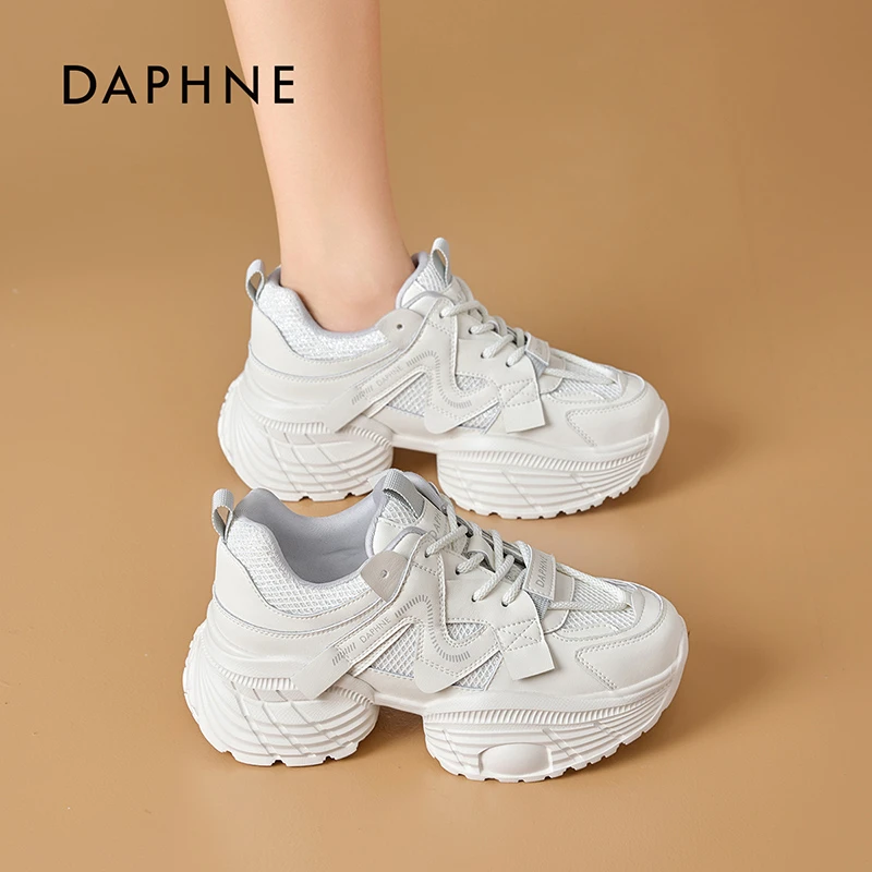 达芙妮老爹鞋女2025秋爆款厚底网面潮鞋跑步增高透气网红运动鞋L