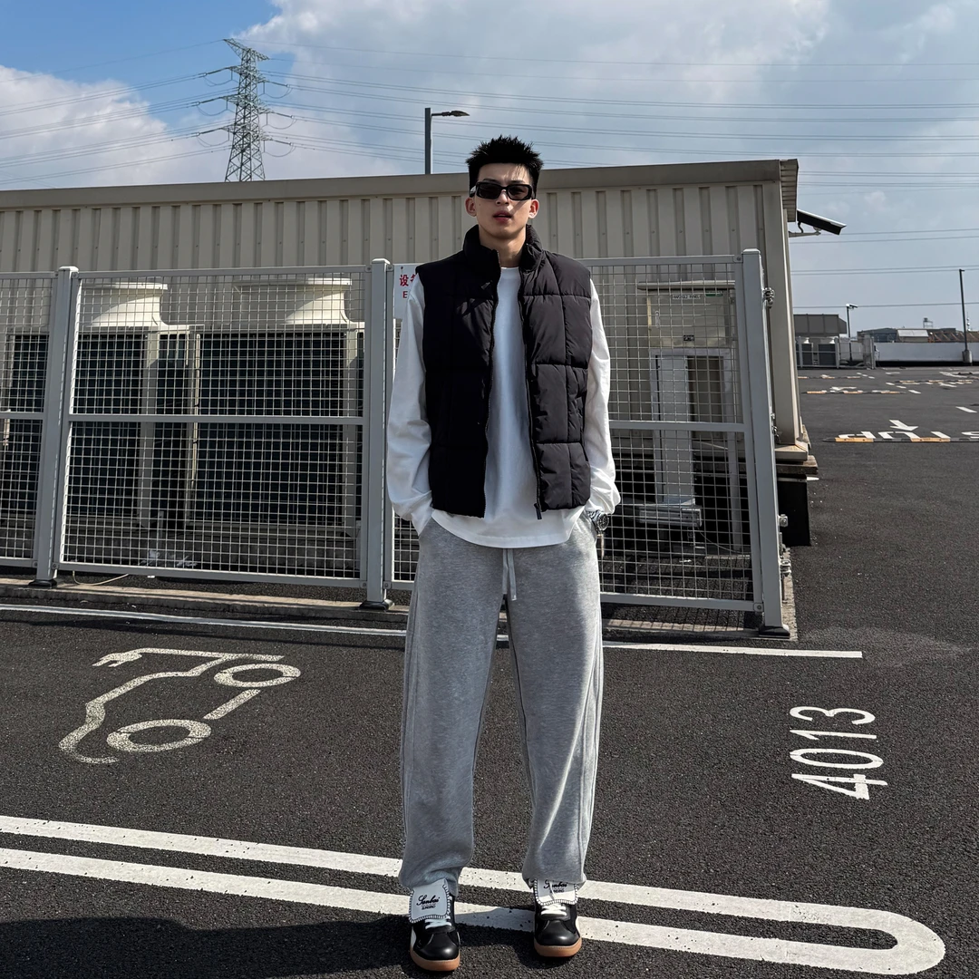 SANBAI 叁佰【几何块马甲】冬季防静电内里马甲棉服男加厚保暖纯色