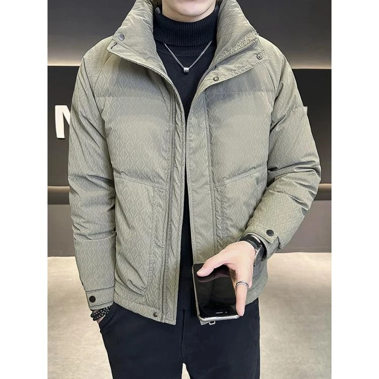 冬季新款格纹小立领百搭户外时尚休闲防风御寒加厚外套#8919