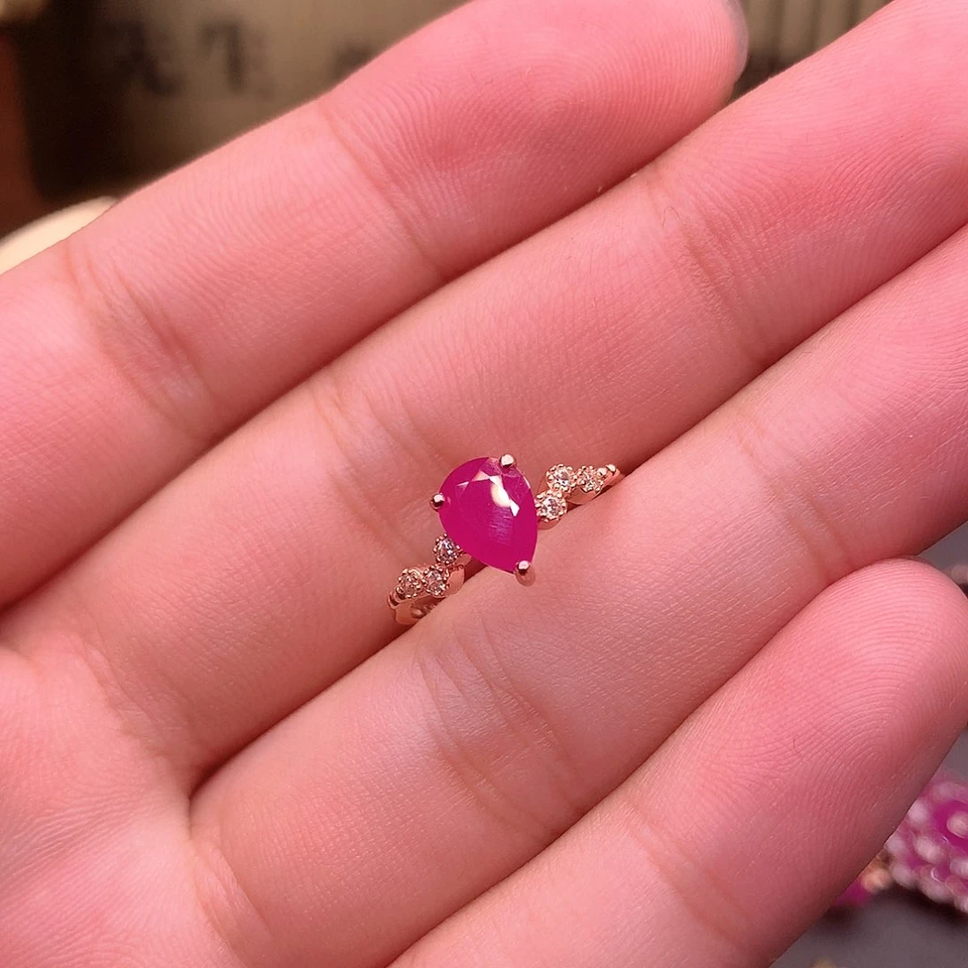 红宝石戒指银S925镶嵌