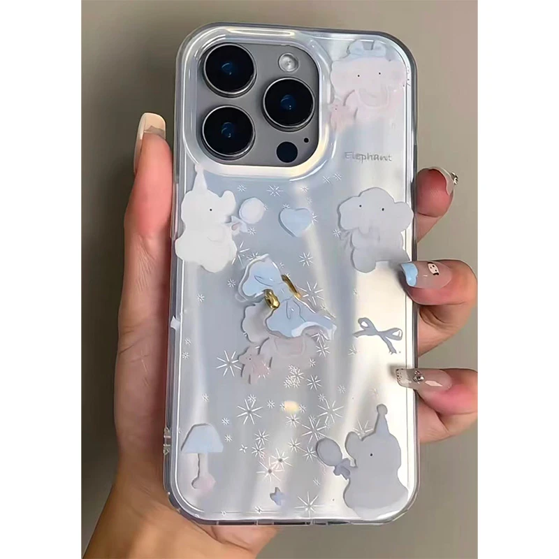 BANCA转转蝴蝶结小象适用苹果16/15promax手机壳iPhone14流星纹13