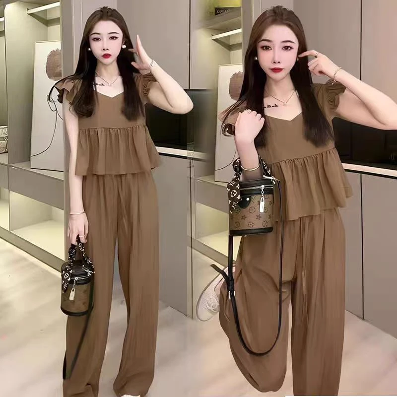 9367*短袖显瘦气质洋气时尚休闲夏季减龄时尚套装